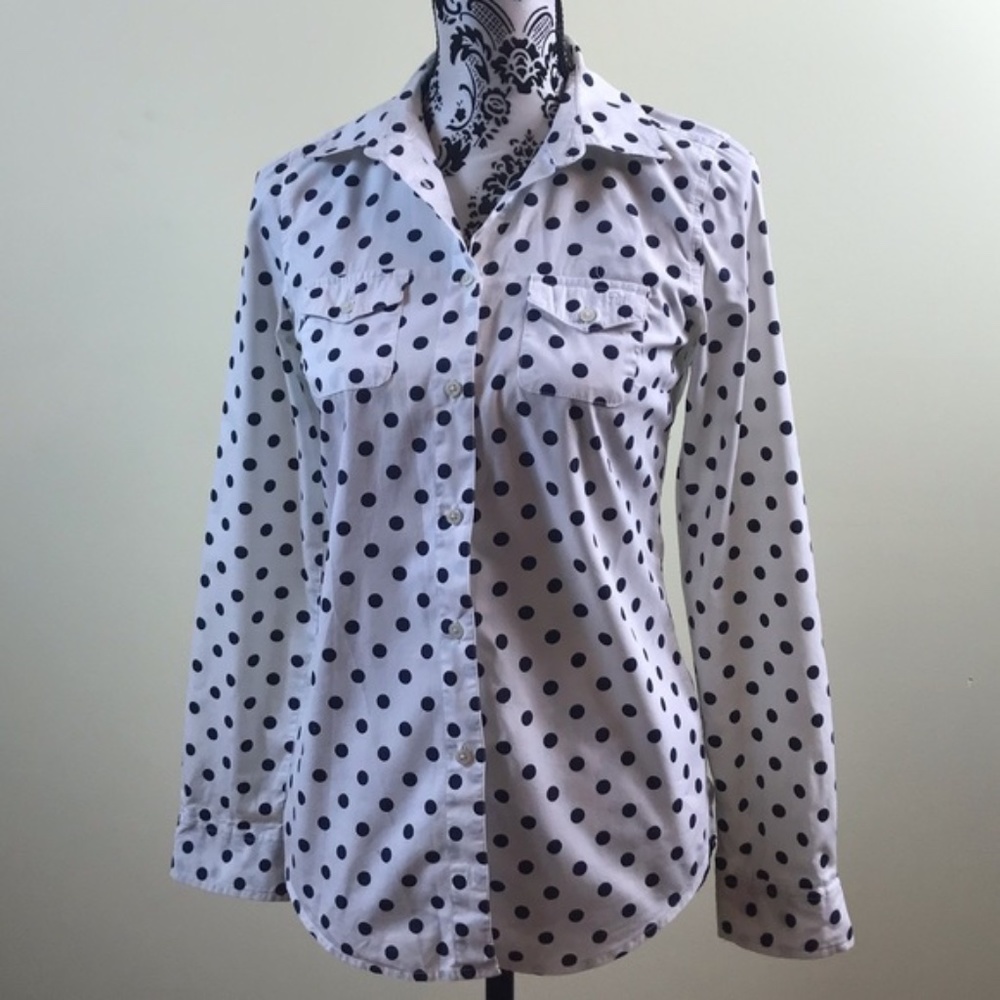 💖MEGA SALE💖Tommy Hilfiger Women’s Shirt White Black Dots ALSU00239